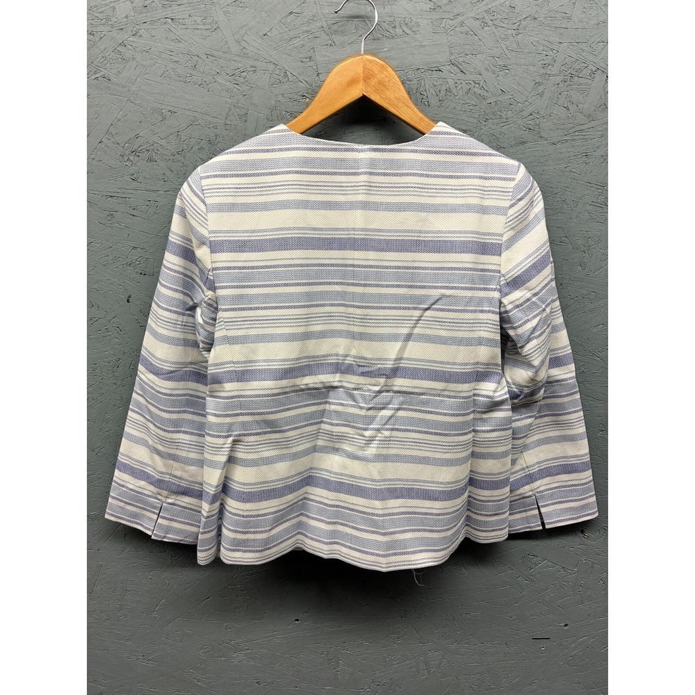 Talbots Biscay Open-Front Jacket Women's 8P Blue White Striped Blazer Office - Picture 10 of 10